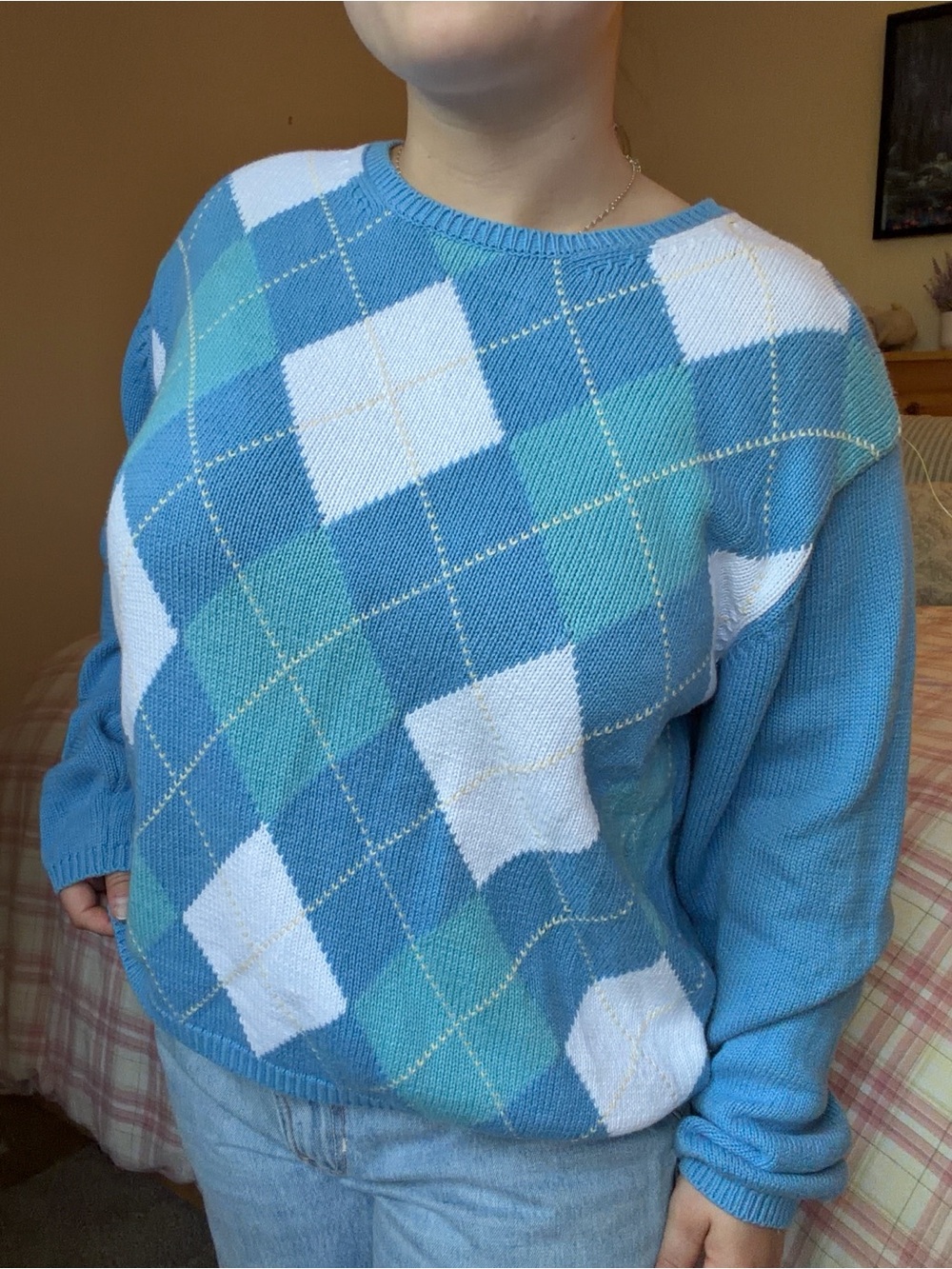 Talbots Petite Blue & White Sweater